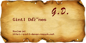Gintl Dénes névjegykártya